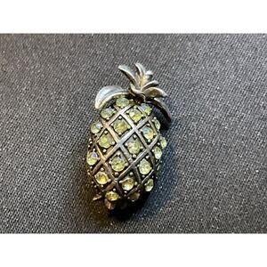 925 Sterling Silver Tested A/B Rhinestone Pineapple Brooch